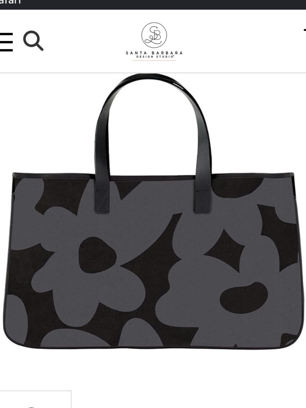 Canvas Pattern Tote Bag - Black & Gray Floral